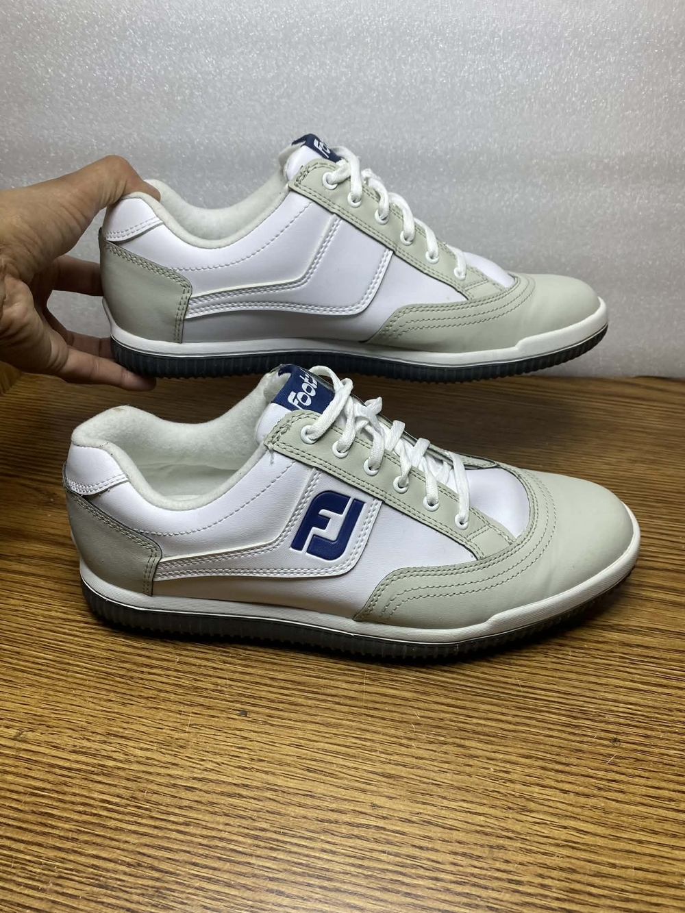 Foot Joy Green Joys Mens Golf White Light Gray Shoes Lace Up Comfort Size 8.5M